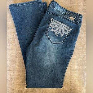 One 5 One Blue Boot Cut Jeans with Embellished Pocket